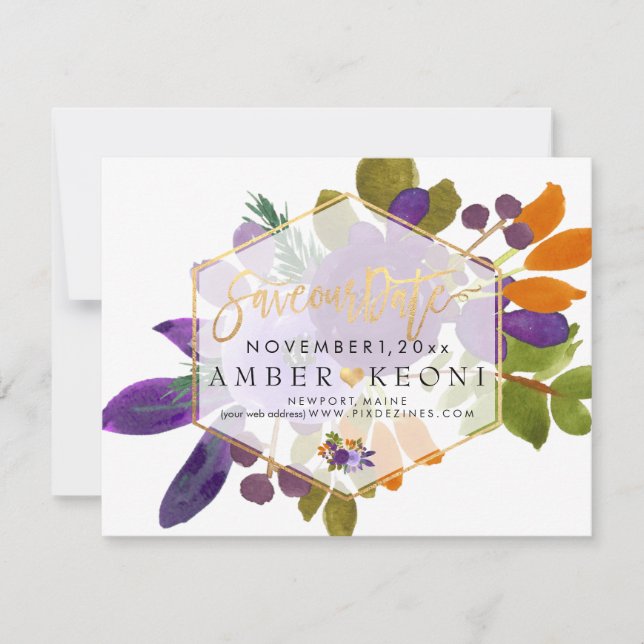 PixDezines Watercolor Flowers Save the Date (Front)