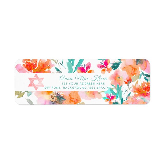 PixDezines Watercolor Flowers, Tangerine Ora Roses Label (Front)
