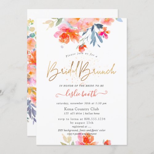 PixDezines Watercolor Garden Roses Bridal Brunch Invitation