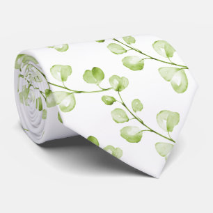 PixDezines Watercolor Green Eucalyptus Neck Tie