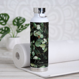 PixDezines Watercolor Green Gold Eucalyptus Water Bottle