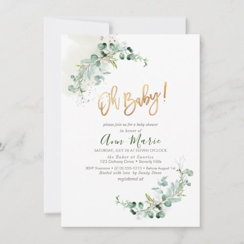 PixDezines Watercolor Greenery Baby Shower Invitat Invitation