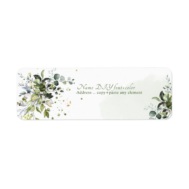 PixDezines Watercolor Greenery Blue Gum Eucalyptus Label (Front)
