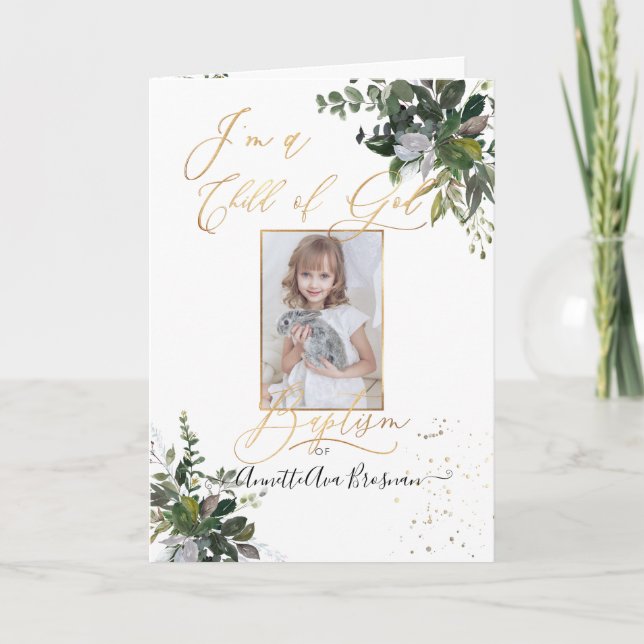 PixDezines Watercolor Greenery LDS Baptism Program (Front)