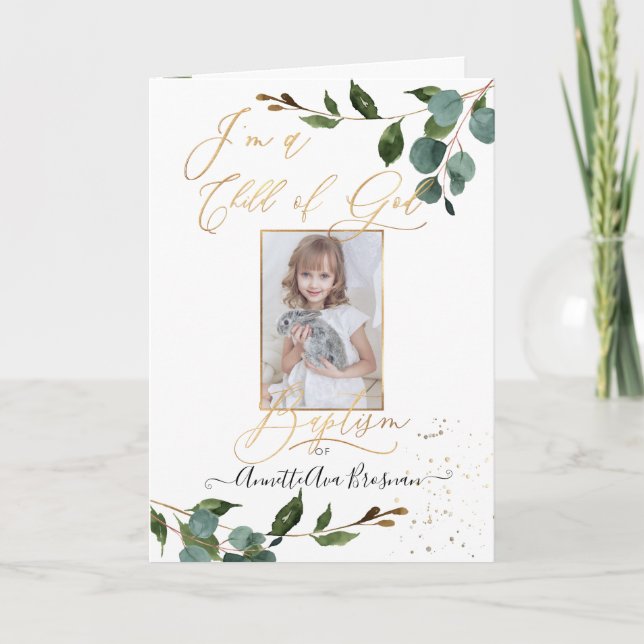 PixDezines Watercolor Greenery LDS Baptism Program (Front)