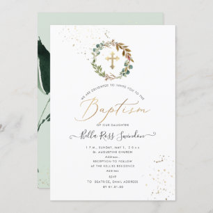 PixDezines Watercolor Greenery Wreath Invitation