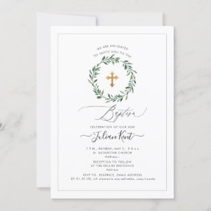 PixDezines Watercolor Greenery Wreath Invitation
