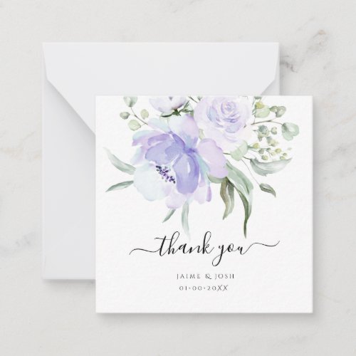 PixDezines Watercolor lilac Purple Roses Thank You Note Card