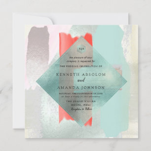 PixDezines Watercolor Living Coral Seafoam Mist Invitation
