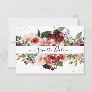 PixDezines Watercolor Marsala Red Autumn Love Save Save The Date