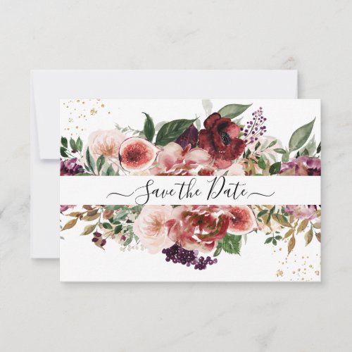 PixDezines Watercolor Marsala Red Autumn Love Save Save The Date