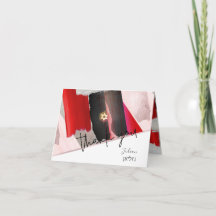 PixDezines Watercolor Mitzvah thank you, Red Black