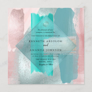 PixDezines Watercolor Modern Teal Aqua Blush Sage Invitation