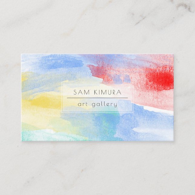 PixDezines Watercolor Modern Waves, Pastel Business Card (Front)
