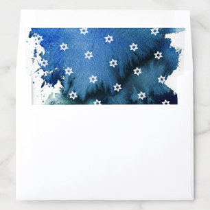 PixDezines Watercolor Navy Blue Mitzvah Envelope Liner