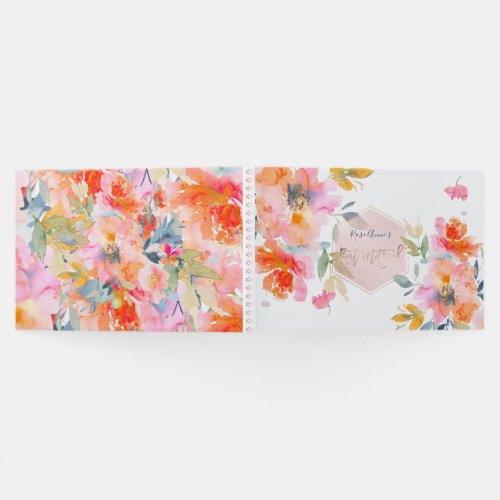 PixDezines Watercolor Orange Roses Bat Mitzvah Guest Book