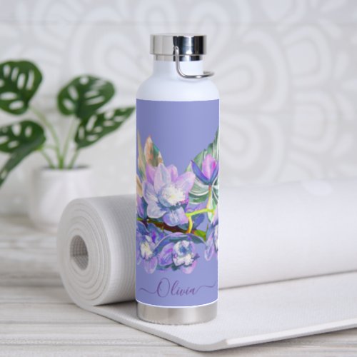 PixDezines Watercolor Pale Purple Cymbidium Orchid Water Bottle