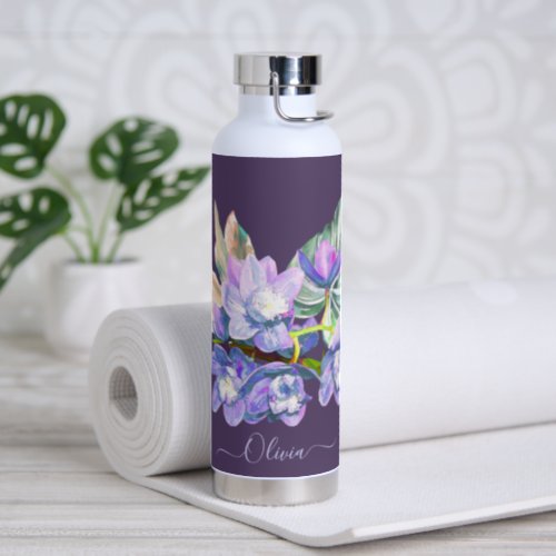 PixDezines Watercolor Pale Purple Cymbidium Orchid Water Bottle