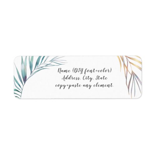 PixDezines Watercolor Palm Fronds Greenery Label