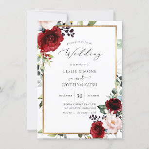 PixDezines Watercolor Passionate Blooms Wedding Invitation