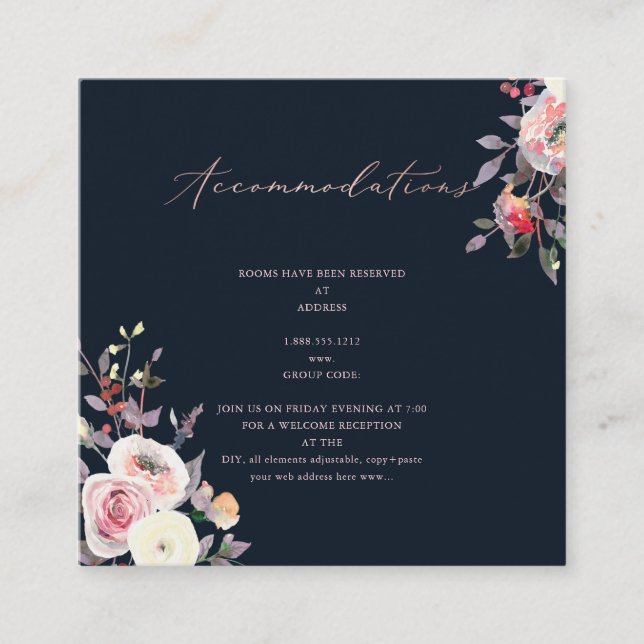 PixDezines Watercolor Pastel Roses Accommodations Enclosure Card (Front)