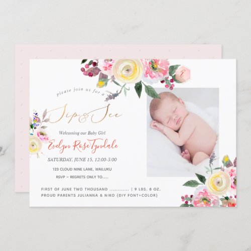 PixDezines Watercolor Pastel Yellow Roses SipSee Invitation