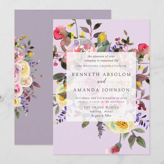 PixDezines Watercolor Patel Roses Invitation (Front/Back)