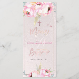 PixDezines Watercolor Peonies Baptême French Menu