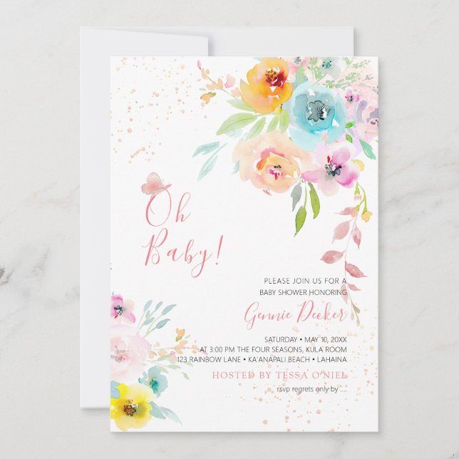 PixDezines Watercolor Peonies DIY eventBaby Shower Invitation (Front)