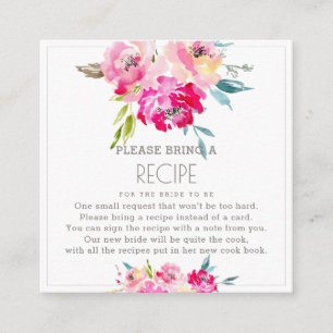 PixDezines Watercolor Peonies Recipe Request Enclosure Card