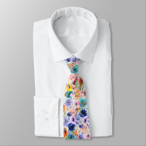 PixDezines Watercolor Petite Summer Florals Neck Tie