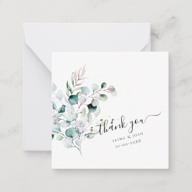 PixDezines Watercolor Pink Gum Eucalyptus   Note C (Front)