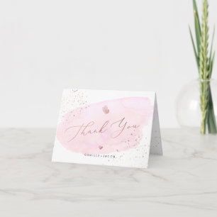 PixDezines Watercolor Pink Rose Gold Thank You Card