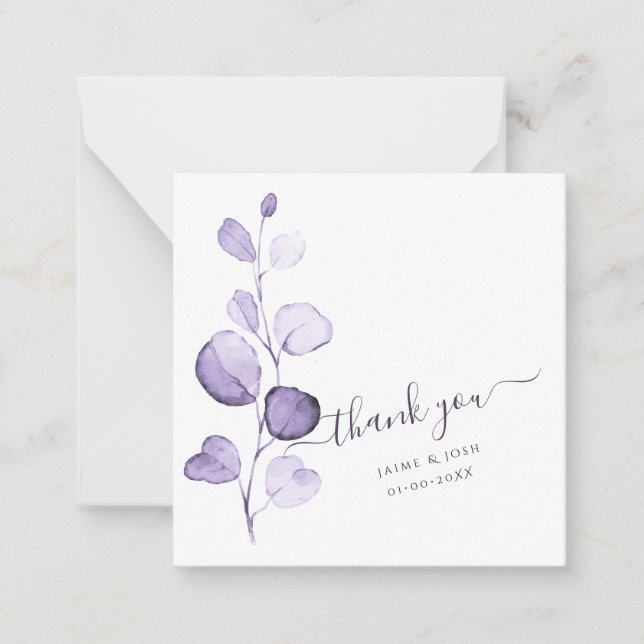 PixDezines Watercolor Purple Eucalyptus Note Card (Front)