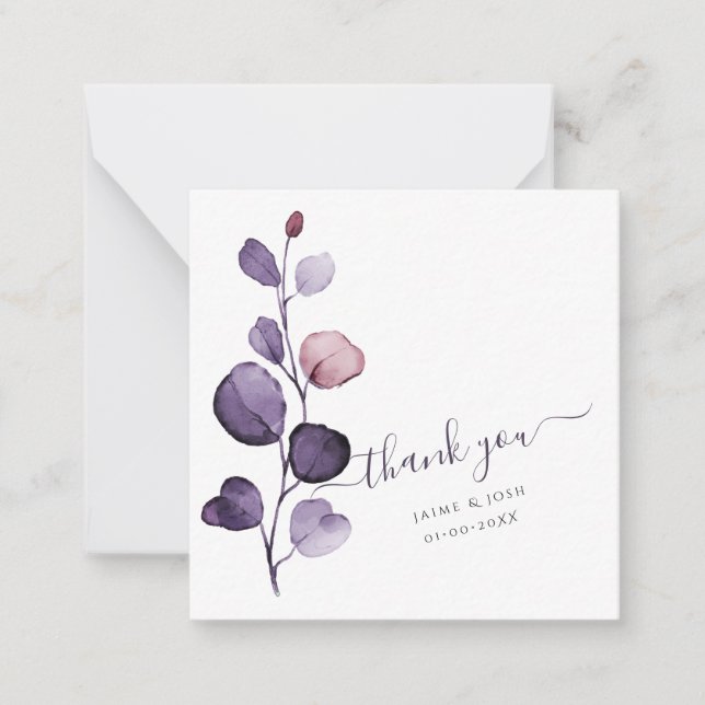 PixDezines Watercolor Purple Fall Eucalyptus Note Card (Front)
