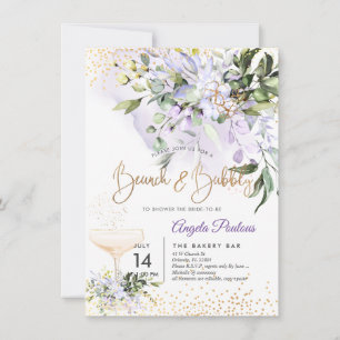 PixDezines Watercolor Purple Gum Brunch Bubbly Invitation