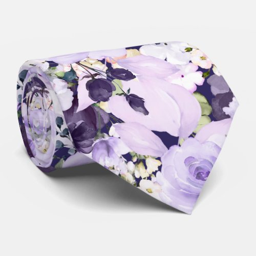 PixDezines Watercolor Purple Roses DIY background Neck Tie