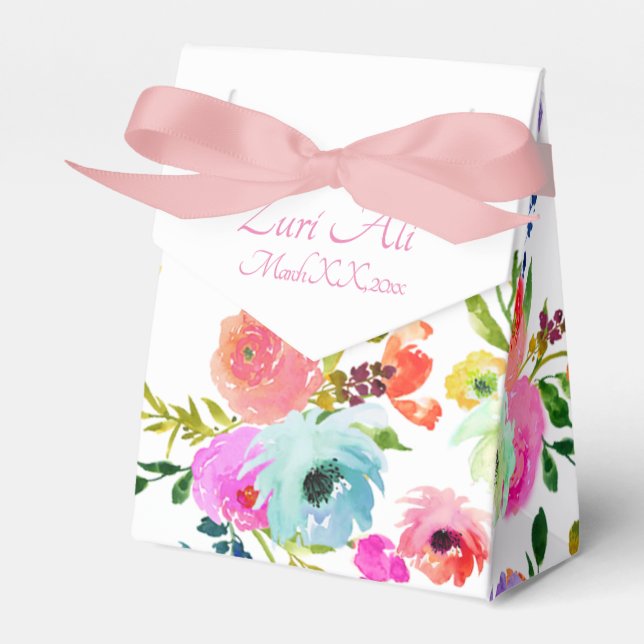 PixDezines Watercolor Ranunculus Favor Boxes (Front Side)