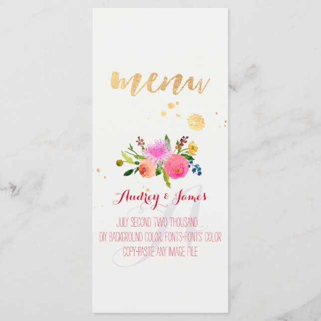 PixDezines Watercolor Ranunculus Menu (Front)