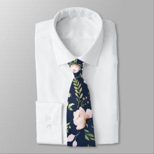 PixDezines Watercolor Roses Blush Cream Neck Tie