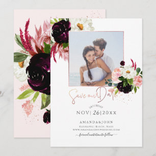 PixDezines Watercolor Rustic Bloom, Save the Date Invitation