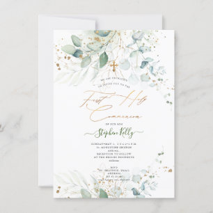 PixDezines Watercolor Rustic Eucalyptus Communion Invitation