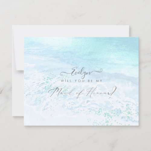 PixDezines Watercolor Shoreline Maid of Honour Invitation