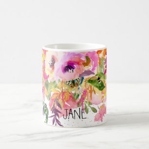 PixDezines Watercolor Spring+Faux Gold Sprinkles Coffee Mug