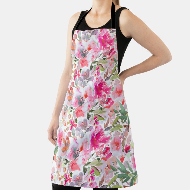 PixDezines Watercolor Summer Floral  Apron (Insitu)