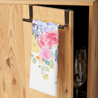 PixDezines Watercolor Summer Floral Kitchen Towel