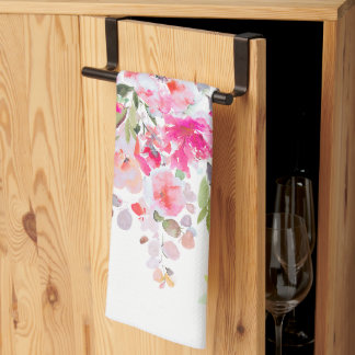 PixDezines Watercolor Summer Floral Kitchen Towel