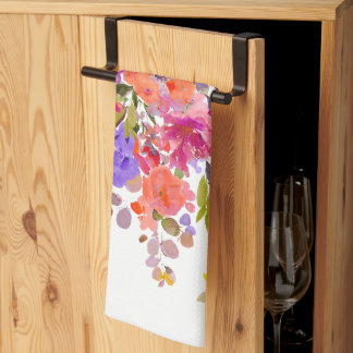 PixDezines Watercolor Summer Floral Kitchen Towel