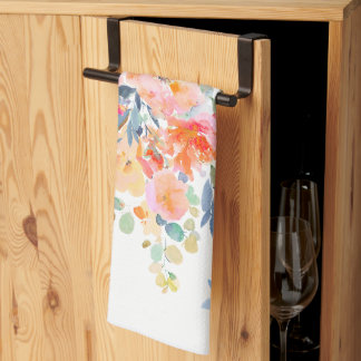 PixDezines Watercolor Summer Floral Kitchen Towel