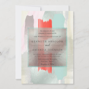 PixDezines Watercolor Swatches Seafoam Coral Invitation